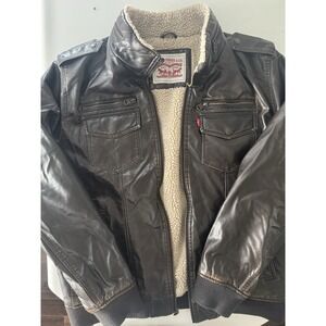 Men's LEVI STRAUSS & Co Faux Leather BOMBER/AVIATOR Jacket Size Large